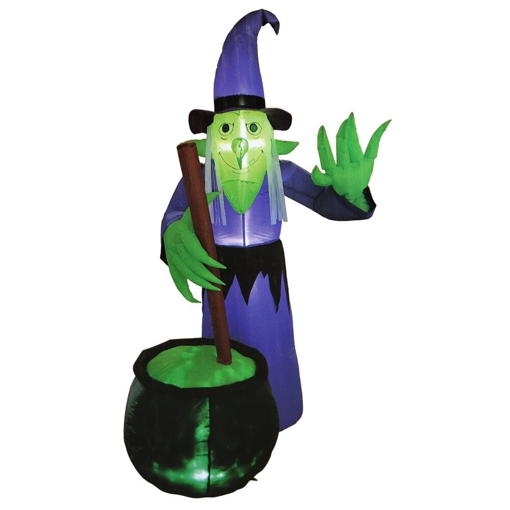 6' LED Inflatable Witch with Cauldron Halloween Decoration Indoor Outdoor